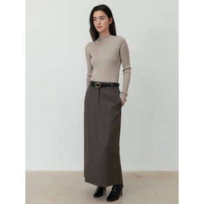 Wool Whipcord Maxi Skirt_Brown