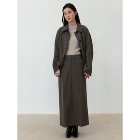 Wool Whipcord Maxi Skirt_Brown