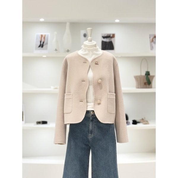 [여주점] 여성 캐시미어 블렌디드 스칼럽 숏 코트 (L261MSH503)