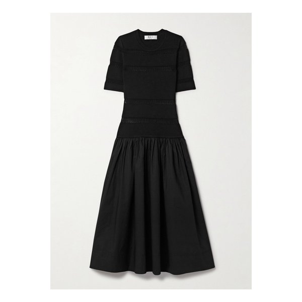 데본 패널 스트레치 니트 코튼 맥시 드레스 블랙 1647597350564406