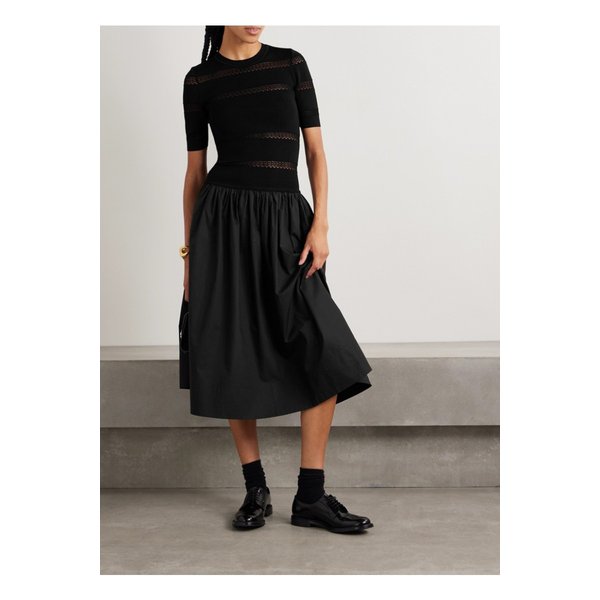 데본 패널 스트레치 니트 코튼 맥시 드레스 블랙 1647597350564406