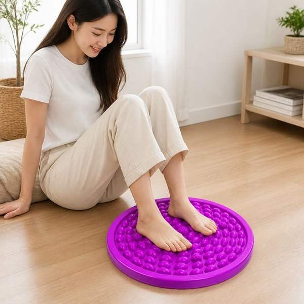 확대된 대표 원형 지압판 블루 발바닥 발마사지 매트 조약돌 지압기
