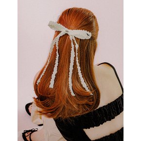 더블 리본 헤어핀 (아이보리)