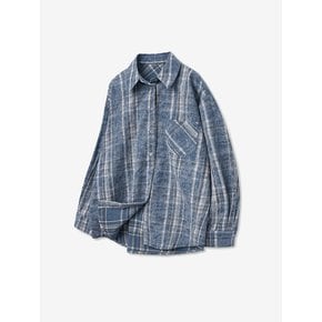 OVER FIT TARTAN POCKET CHECK SHIRT_BLUE