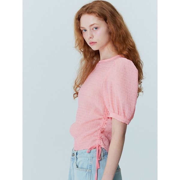 Crinkle string blouse_Coral Pink