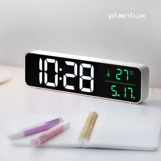 플랜룩스 와이드뷰 전자 LED 탁상시계 디지털 온도 무소음 알람 시계