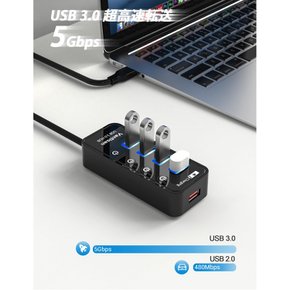 반티산 USB USB3.0 USB 허브 4 + 1 USB 5V 3A AC 윈도우 10, 8.1, 8, 7, 비스타, XP, 맥 OS X