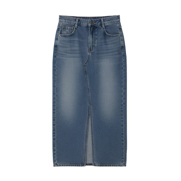 프런트 슬릿 데님 롱 스커트(클래식블루)/W254PT08
