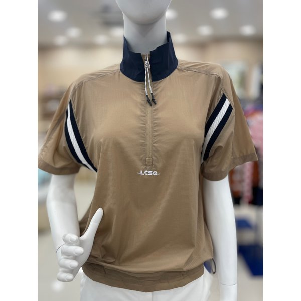 [여주점] 여성 배색 밴드 포인트 우븐 반집업 티셔츠 GQ122LTS35