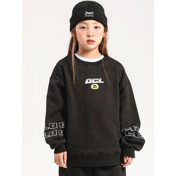 B5 오실롯 주니어 기모 레터링아트웍 맨투맨 (블랙)