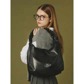 마스마룰즈 Leather 2way shirring hobo bag _ Black