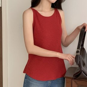 여자 여름 모달 굴림 라운드넥 데일리룩 골지 나시