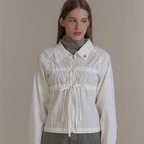 RIBBON ZIPPER SHIRTS JACKET_WHITE