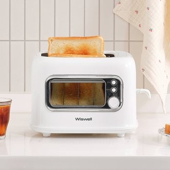 위즈웰   TA8200 토스트기 보이는 팝업 식빵 토스터기 예쁜 화이트