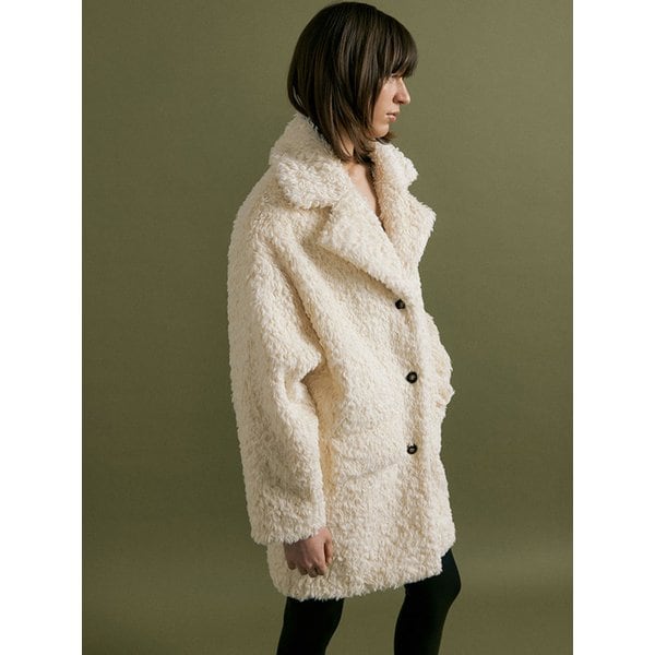 MANI double collar fake fur coat [vanilla]
