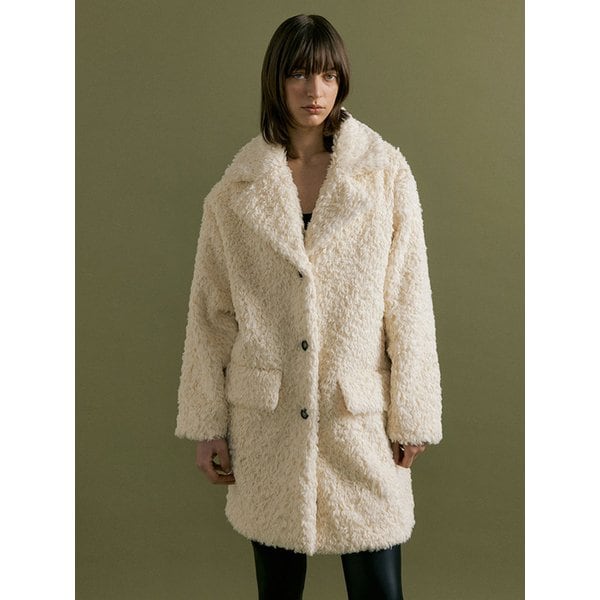 MANI double collar fake fur coat [vanilla]