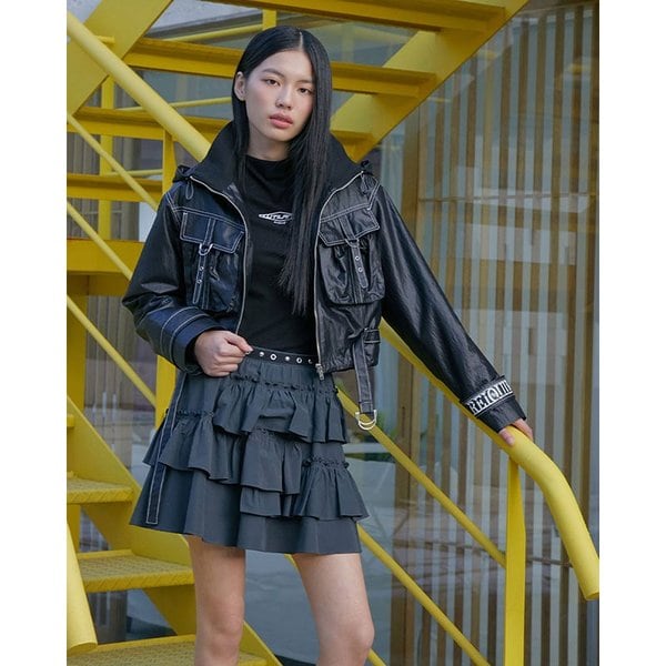 [시흥점] 여성 아일렛 장식 언발 플리츠 미니스커트  (ES1WS762)