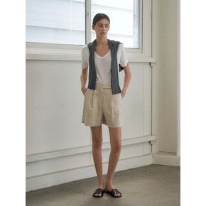 Linen Pleated Shorts_Oatmeal