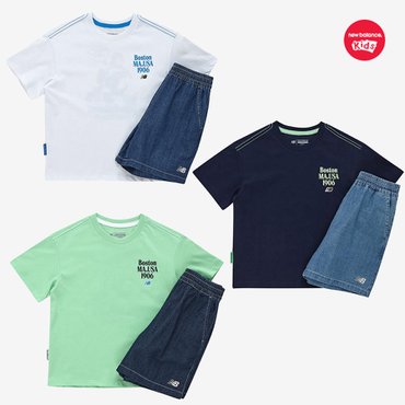 뉴발란스키즈 PLAY DENIM_일러스트 반팔 데님 셋업 (NK9YF2503U)