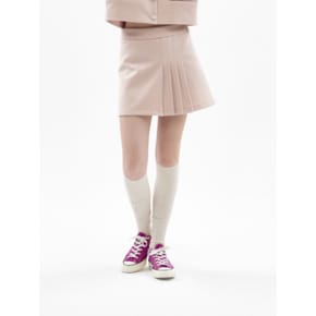 WOOL HALF PLEATS SKIRT [PINK]