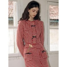 [위클리 이재희 착용] DD_Red houndstooth cropped coat