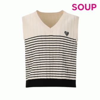 SOUP 브이넥 단가라 니트 베스트_S SZ3VK35