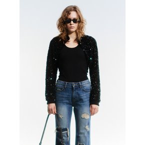 SPANGLE BOLERO JACKET, BLACK