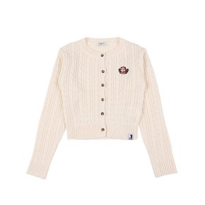 [WOMAN] LESSER PANDA FACE LOGO CABLE KNIT CARDIGAN IVORY