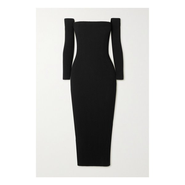 이오네스 Off-the-shoulder Ribbed-knit Midi Dress 블랙 1647597277820118