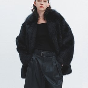 KHLOE FAUX FUR COAT BLACK