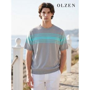 배색 멀티라인 반팔 니트  ZOD2ER1313 _P388817466