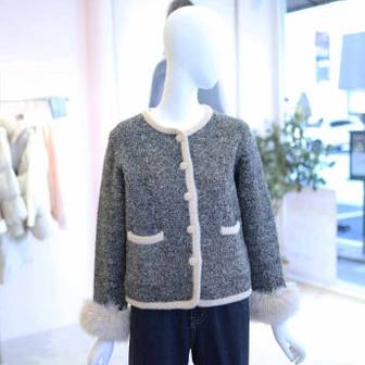 올리브데올리브 [여주점] 여성 퍼 소매 트위드 가디건 YK6SD500