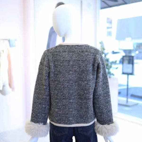 [여주점] 여성 퍼 소매 트위드 가디건 YK6SD500