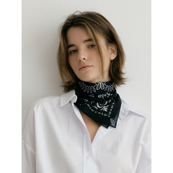 Cotton Paisley Bandana Scarf - Black