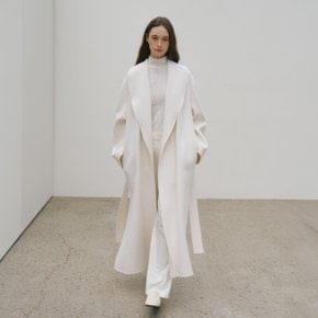 [ANGORA 20%] ANNA Angora Shawl Collar Handmade Coat_Ecru Ivory