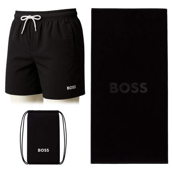 확대된 대표 BOSS 휴고보스 남성 수영복 보드숏 팬츠 비치타월 세트