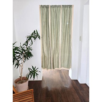 블랑쉬하우스 세이지 린넨 코튼 레이스 바란스 커튼