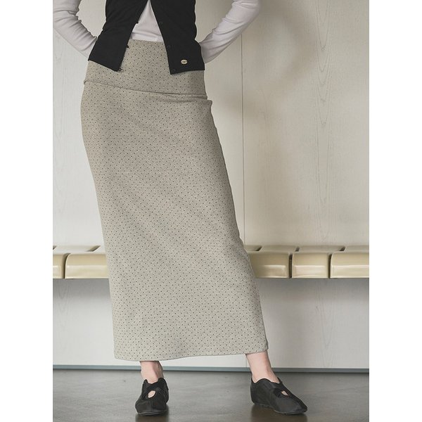 Warm Dot Peach Maxi Skirt_Gray