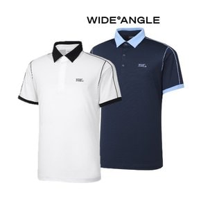 와이드앵글[WMM24278GH] 남성 CO 티핑 폴로 티셔츠  골프남성여름티셔츠