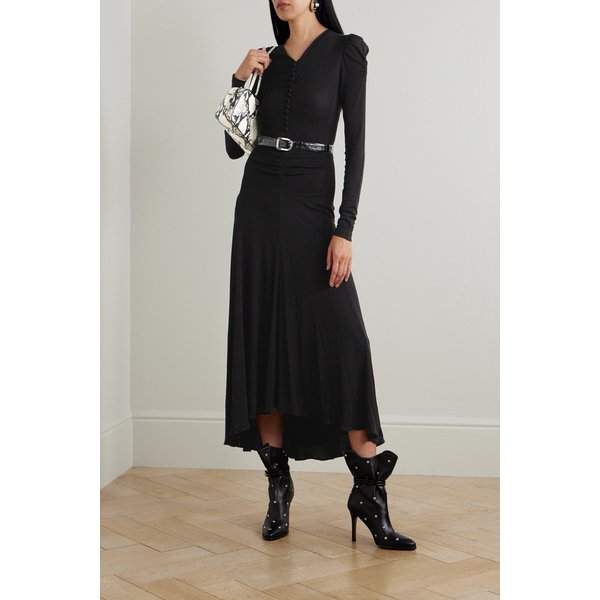 네즈마 어시메트릭 개더 스트레치 저지 미디 원피스 46376663162989505