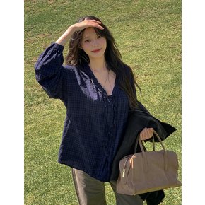 [제작] [잔잔체크] 가을에도 여리해 체크 프릴 블라우스 89971 빅사이즈 여성의류