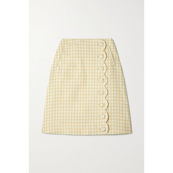 스캘럽 체크 코튼 블렌드 부클레 스커트 45666037504791123