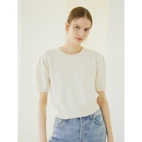 ROUND NECK PUFF SLEEVES KNIT_IVORY