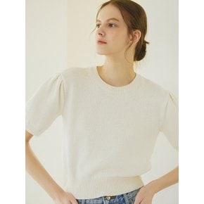 ROUND NECK PUFF SLEEVES KNIT_IVORY