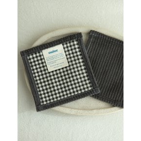 square tea coaster - corduroy black check