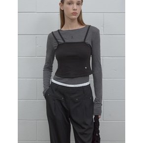 DOUBLE WAIST WIDE PANTS BK