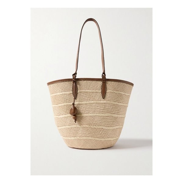 헌팅시즌 바스켓 미디엄 가죽 트리밍 우븐 이라카 토트 탠 브라운 46376663162858182