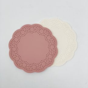 실리콘 레이스 냄비받침16cm(화이트,핑크)