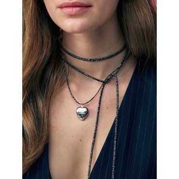  92.5% string heart locket necklace / 2color