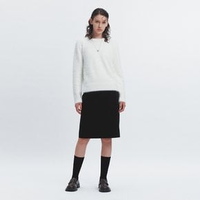 FLUFFY PULL OVER ROUND KNIT WHITE